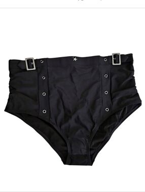 Torrid Nightfall High Waist Black Swim Bottoms Buckle Goth Star Size 3X Nwt